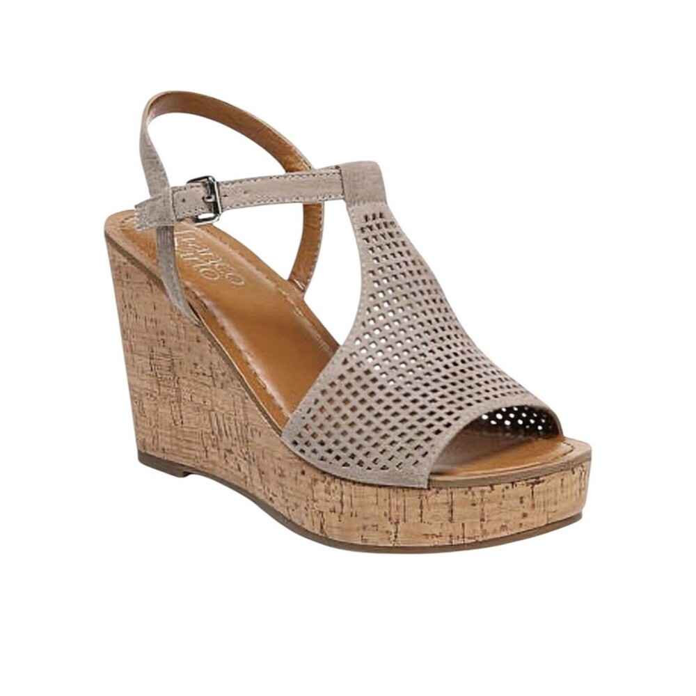 Franco Sarto Perforated Clinton 2 Cork Wedge Heels - Size 10 Womens